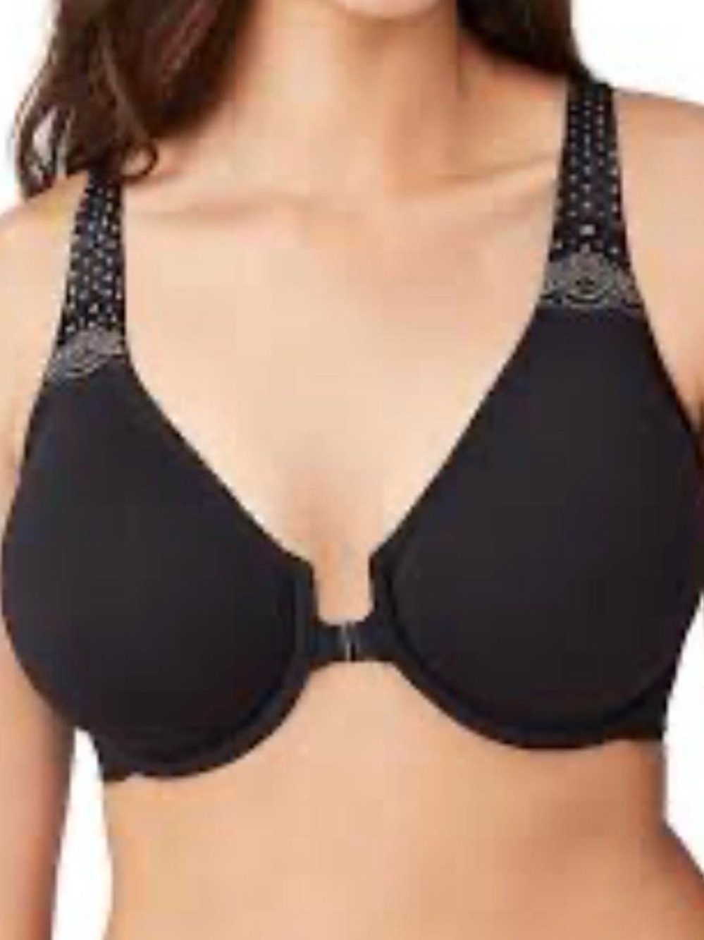 Wacoal Black Soft Embrace Front Close Bra Lace Trim Underwire 38DD